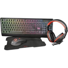 Trust Ziva 4-in-1 Gaming Bundle Keyboard + Mouse + Headset + Pad US Black (24233) | Gaming computers and accessories | prof.lv Viss Online