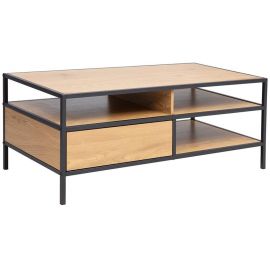 Home4You Hedvig Coffee Table with Drawer 100x50cm Oak/Black (40826) | Home4you | prof.lv Viss Online
