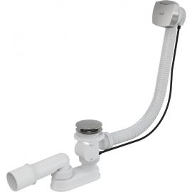 Алька A51CRM Сифон для ванны 50 мм Белый/Хром с переливом (210105) | Cифоны | prof.lv Viss Online