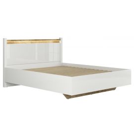 Black Red White Alameda Double Bed 160x200cm, Without Mattress, White/Oak | Beds | prof.lv Viss Online