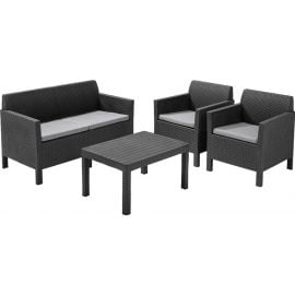 Садовый комплект мебели Keter Орландо: стол + диван + 2 кресла, серый (17202809) | Комплекты садовой мебели | prof.lv Viss Online