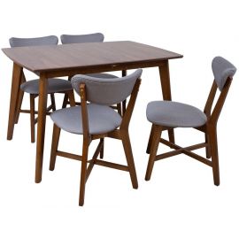 Ēdamistabas Komplekts Home4you Jesper Galds + 4 Krēsli 160x80x76cm, Brūns/Pelēks (K10526) | Dining room sets | prof.lv Viss Online