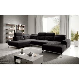 Eltap Bretan Velvetmat Corner Sofa 205x350x107cm, Black (CO-BRE-LT-10VE) | Corner couches | prof.lv Viss Online