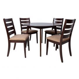 Home4You Amber Dining Room Set, Table + 4 Chairs, 106x106x75cm, Brown (12636) | Dining room sets | prof.lv Viss Online