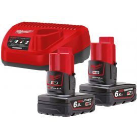 Milwaukee M12 NRG-602 Charger 12V + Batteries Li-ion 2x12V, 6Ah (4933451903) | Batteries and chargers | prof.lv Viss Online
