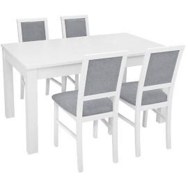 Black Red White Robi Dining Room Set, Table + 4 chairs, 140-180x80x76cm, White, Grey (D09-STO/BRYK2_4ROBI-BAL/TX098) | Dining room sets | prof.lv Viss Online