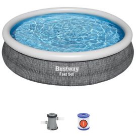 Bestway Fast Set Inflatable Pool with Water Filter 366x76cm Grey/White (57445) | Recreation for children | prof.lv Viss Online