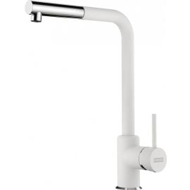 Franke Sirius L Kitchen Sink Mixer Tap with Pull-Out Nozzle, White/Chrome (115.0668.382) NEW