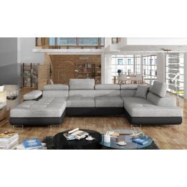 Izvelkams Dīvāns Eltap Rodrigo Sawana/Soft U Veida 202x345x90cm Labais Stūris Pelēks/Melns (Rod_07) | Izvelkamie dīvāni | prof.lv Viss Online