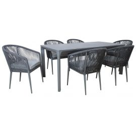 Dārza Mēbeļu Komplekts Home4you Carves, Galds + 6 krēsli, Pelēks (K21191) | Outdoor furniture sets | prof.lv Viss Online