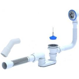 Aniplast Sink Siphon with Chain 50mm White/Chrome/Blue (83431) | Drainage | prof.lv Viss Online