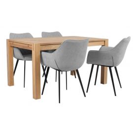 Home4You Chicago Dining Room Set, Table + 4 chairs, 140x90x76cm, Grey (K840295) | Dining room sets | prof.lv Viss Online