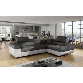 Stūra Dīvāns Izvelkams Eltap Anton Sawana/Soft 202x275x90cm Labais Stūris Tumši Pelēks/Balts (An_04) | Izvelkamie dīvāni | prof.lv Viss Online