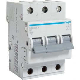 Hager MB310A Automatic Circuit Breaker 3-Pole, 10A, Type B, 6kA | Automatic switches | prof.lv Viss Online