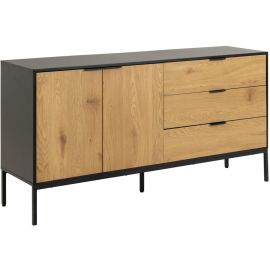 Home4you Seaford Chest of Drawers 40x160x80cm Oak/Black (AC21803) | Commodes | prof.lv Viss Online
