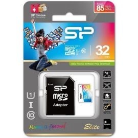 Silicon Power Micro SD Memory Card 50MB/s, With SD Adapter Blue/White | Memory cards | prof.lv Viss Online