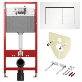 Tece TECEbase 9400413 Built-in Bidet Frame with TECEnow White Plate Red/White (870004) | Wall-mounted toilet mounting element | prof.lv Viss Online