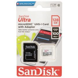 Micro SD-карта памяти SanDisk SDSQUNR 100 МБ/с с адаптером SD, белый/серый | Носители данных | prof.lv Viss Online