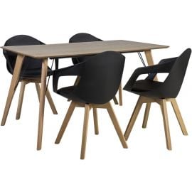 Стол и 4 стула для гостиной Home4You Helena дуб/черный (K200723) | Наборы для столовой | prof.lv Viss Online