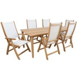Home4You Maldives Garden Furniture Set Table + 6 Slat Chairs Wood/White (K136041) | Dining room sets | prof.lv Viss Online