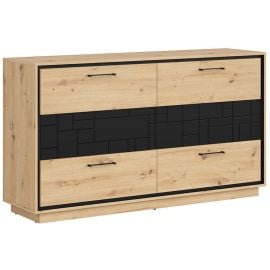 Black Red White Pont Chest of Drawers 42x160x90cm, Oak/Black (S605-KOM6S-DASN/CAM) | Living room furniture | prof.lv Viss Online