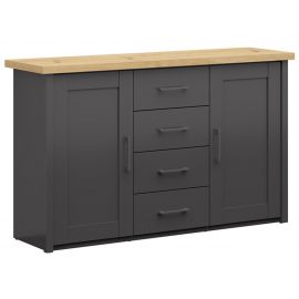 Black Red White Locarno Chest of Drawers 42x150x90.5cm, Grey/Oak | Commodes | prof.lv Viss Online