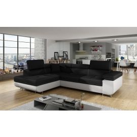 Stūra Dīvāns Izvelkams Eltap Anton Sawana/Soft 202x275x90cm Kreisais Stūris Melns/Balts (An_19) | Izvelkamie dīvāni | prof.lv Viss Online