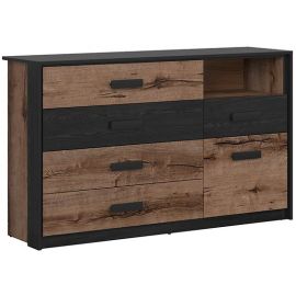 Black Red White Kassel Chest of Drawers, 150x41x90cm, Oak/Black (L99-KOM1D5S-DMON/DCA) | Living room furniture | prof.lv Viss Online