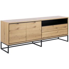 Home4You Dalarna Chest of Drawers, 198x45x76cm, Oak/Black (AC18144) | Living room furniture | prof.lv Viss Online