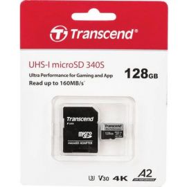 Transcend GUSD340S Micro SD карта памяти 160MB/s, с адаптером SD, черно-серая | Transcend | prof.lv Viss Online