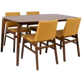 Ēdamistabas Komplekts Home4you Haydie Galds + 4 Krēsli 150x90x75cm, Brūns/Dzeltens (K203961) | Dining room sets | prof.lv Viss Online