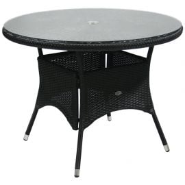 Дачный стол Home4You из искусственного ротанга 100x71 см, черный (13321) | Садовые столы | prof.lv Viss Online