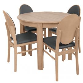 Black Red White Bernardin Dining Room Set Table + 4 Chairs Oak/Grey | Dining room sets | prof.lv Viss Online