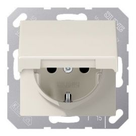 Jung Schuko Surface-Mounted Socket Outlet 1-gang with Earth Contact and Cover, Ivory (AS1520KL) | Electrical outlets & switches | prof.lv Viss Online