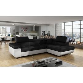 Stūra Dīvāns Izvelkams Eltap Anton Sawana/Soft 202x275x90cm Labais Stūris Melns/Balts (An_05) | Izvelkamie dīvāni | prof.lv Viss Online