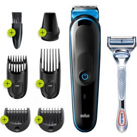 Braun MGK3242 + Бритва Gillette SkinGuard, триммер для бороды черный/синий (4210201296072) | Триммеры для волос, бороды | prof.lv Viss Online