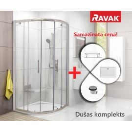 Ravak SET 16 Komplekts XP1CP4-90 Dušas Kabīne 90x90cm H=195cmCaurspīdīga Hromēta  Ar Paliktni Elipso Pro (23SETXP1)  | Ravak | prof.lv Viss Online