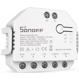 Sonoff DualR3 Lite Белый Wi-Fi реле с двумя каналами и функцией измерения мощности (6920075776966) | Sonoff | prof.lv Viss Online