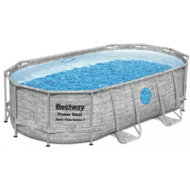 Bestway Power Steel Swim Vista Frame Pool with Water Filter 427x250x100cm Grey (56714) | Recreation for children | prof.lv Viss Online