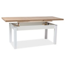 Стол Kleopatra с выдвижным ящиком, 124x64 см, белый/дуб | Кухонные столы | prof.lv Viss Online