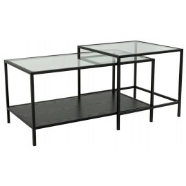 Black Red White Rumi Coffee Table Set 90x55x50cm, Transparent/Black | Glass tables | prof.lv Viss Online