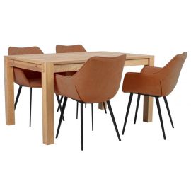 Home4You Chicago Dining Room Set, Table + 4 chairs, 140x90x76cm, Brown (K840297) | Dining room sets | prof.lv Viss Online