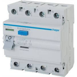 Hager CD463J Combined Residual Current Circuit Breaker 4-pole, 63A/30mA, AC | Leakage power switches | prof.lv Viss Online