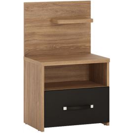 Home4You Monaco Nightstand, 45x34x76cm, Oak/Black (77904) | Bedside tables | prof.lv Viss Online