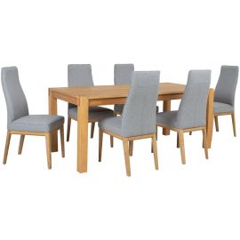 Home4You Chicago New Dining Room Set Table + 6 Chairs Oak (K840017) | Dining room sets | prof.lv Viss Online