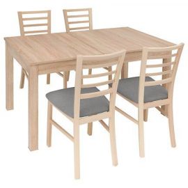 Bryk Dining Room Set, Table + 4 Chairs, 140-180x80x76cm, Oak, Grey (D09-STO_BRYK_4MAR/POZ/2-TX069) | Dining room sets | prof.lv Viss Online