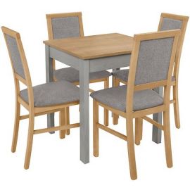 Black Red White Bryk Mini Dining Room Set, Table + 4 chairs, 69x69x76cm, Oak, Grey (D09-STO/BRYK_4ROBI-DBV/MSS/TX099) | Dining room sets | prof.lv Viss Online