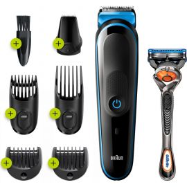 Braun MGK3245 + Бритва Gillette Fusion5 ProGlide с технологией FlexBall, триммер для бороды, черный/синий (4210201283683) | Триммеры для волос, бороды | prof.lv Viss Online