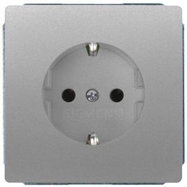 Siemens Delta Style Flush-mounted Socket Outlet 1-gang with Earth, Silver (5UB1855-1) | Siemens | prof.lv Viss Online