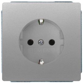 Siemens Delta Style Flush-mounted Socket Outlet 1-gang with Earth, Silver (5UB1855-1) | Mounted switches and contacts | prof.lv Viss Online